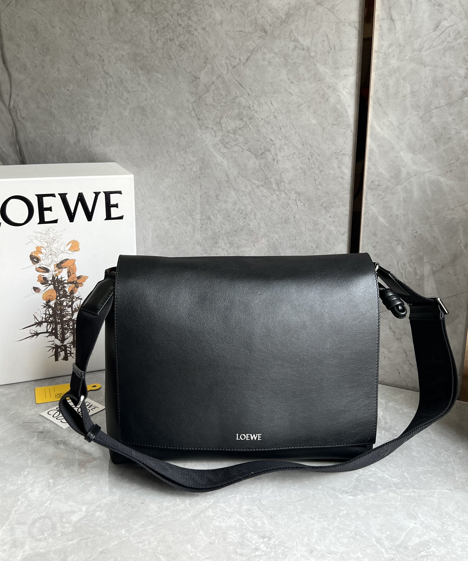 Loewe Flamenco Satchel in Shiny Supple Calfskin Black